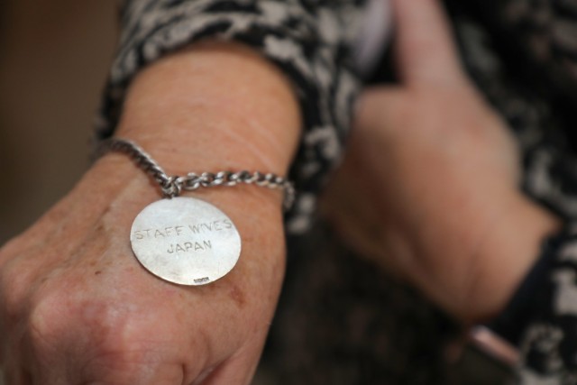Trudy Floyd, who was born on Camp Zama in 1959, shows a bracelet that her mother, Constance, once wore when her father, James, worked at the installation in Japan, Oct. 25, 2024. U.S. Army Garrison Japan organized a tour for Floyd, who wanted to...