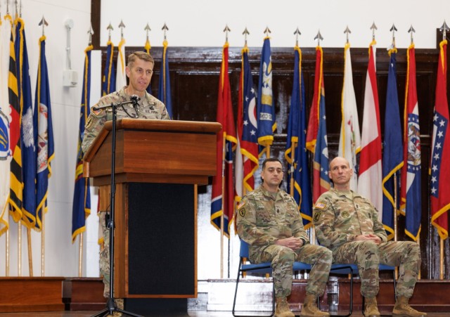 Col. Marcus Hunter, commander of U.S. Army Garrison Japan, speaks during a change of responsibility ceremony at Camp Zama, Japan, Dec. 12, 2024. Command Sgt. Maj. Rick Meeker assumed the role of the garrison's senior enlisted leader during the...