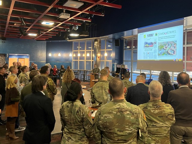 Italian Mayors and representatives and senior military unit leaders at 2024 Holiday Mayor's Summit at The Arena on Caserma Ederle