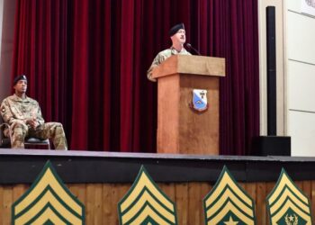 405th AFSB CSM meets with Basic Leader Course students, speaks at graduation