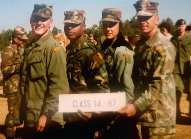 Steve Delity, a 1985 United States Military Academy graduate, poses with his fellow Ranger School classmates for a photo Nov. 12, 1987 (Courtesy photo).