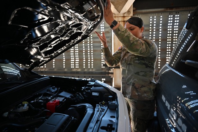 A U.S. Soldier with the Arizona Army National Guard inspects a vehicle within a rail car entering the U.S. at the Dennis DeConcini Port of Entry in Nogales, Arizona, April 30, 2025. The Arizona National Guard and U.S. Customs and Border Protection...