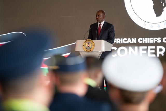 Kenyan President gives remarks during the African Chiefs of Defense Conference 2025