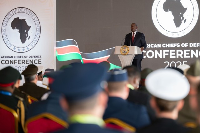 Kenyan President gives remarks during the African Chiefs of Defense Conference 2025
