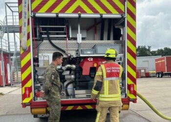 German Bundeswehr firefighters complete stress test at U.S. Army firefighting training center in Ansbach