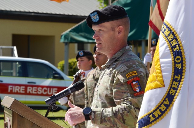VICENZA, Italy - During a change of command ceremony at Hoekstra Field, Col. Scott W. Horrigan turned over the command to Strong, who recently served at U.S. Army Europe and Africa, in Wiesbaden, Germany.  Horrigan has commanded the garrison since...