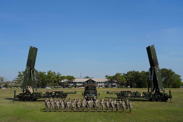 Soldiers from the 3d Multi-Domain Task Force and B Battery (Dark Eagle), 5th Battalion, 3d Field Artillery Regiment (LRFB), employ the Long Range Hypersonic Weapon System in Northern Territory.
