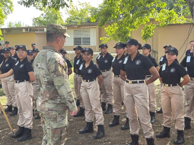 Sgt. Maj. of the Army Michael R. Weimer visits the Puerto Rico Youth ChalleNGe Academy at Fort Allen on Aug. 4, 2025. He spoke with leaders and cadets from our academy, promoting open communication, professional development and the spirit of service.